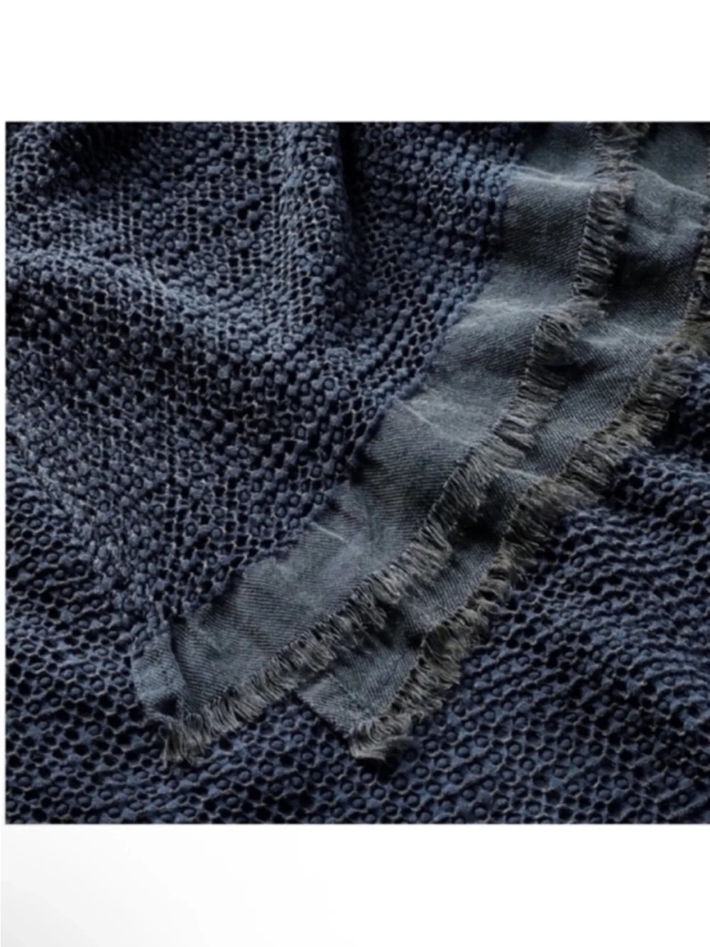 NWT Full/Queen Textured Waffle Coverlet Dark Mineral Blue - Casaluna